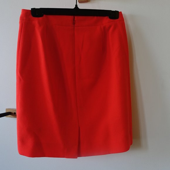 J. Crew Factory #C8413 polyester crepe neon orange pencil skirt 2 P 2P Petite - Picture 10 of 12